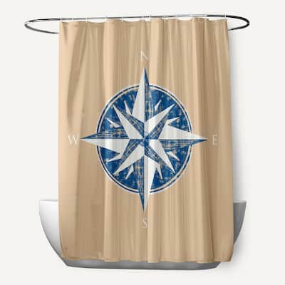 71 x 74-inch Compass Geometric Print Shower Curtain
