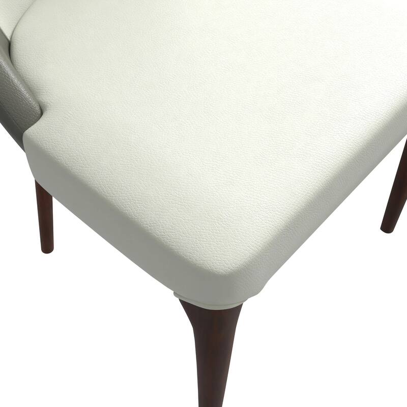 Havana Leather Upholstered Solid Wood Dining Chair Two-Tone Color Design Set of 4