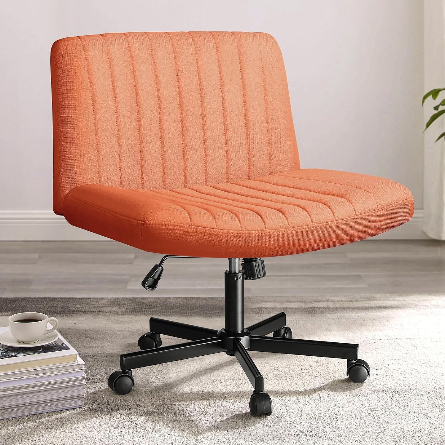 Armless office shop chair with wheels