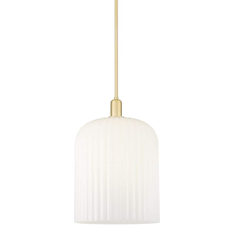 Innovations Lighting 716-1S-18-12 Bridal Veil Pendant Bridal Veil 12" - Satin Gold / Gloss White