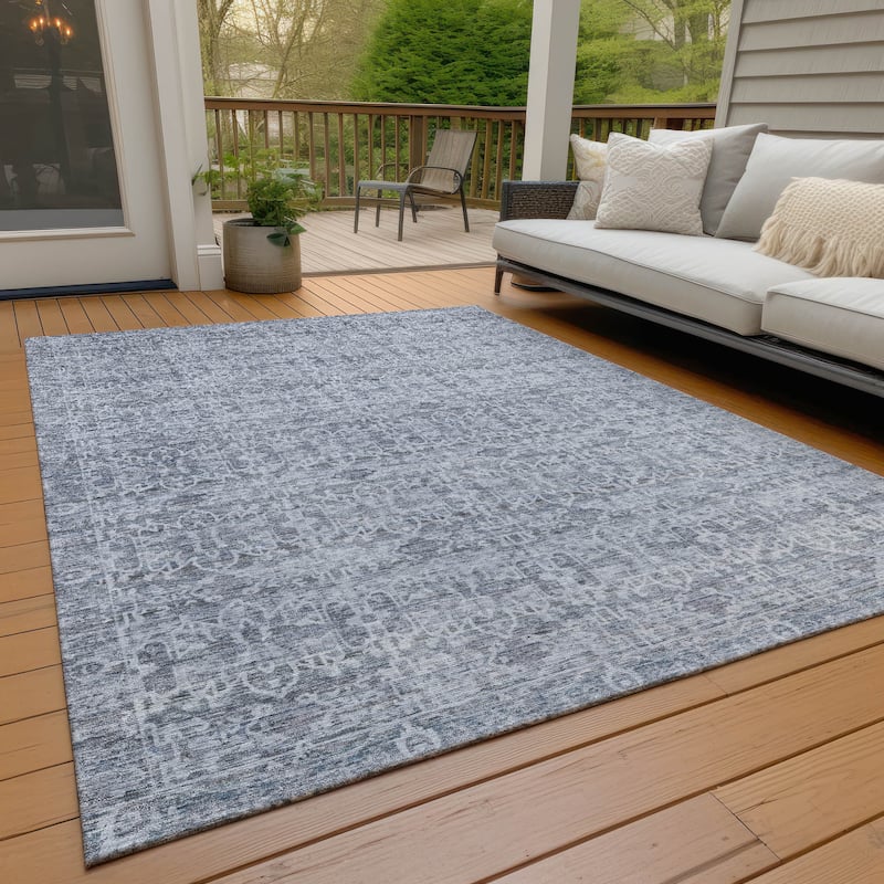 Machine Washable Indoor/Outdoor Traditional Harmony Chantille Rug - Blue - 2'6" x 3'10"