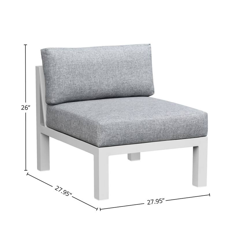 Nash Outdoor Aluminum Armless Chair with Cushions, Buff