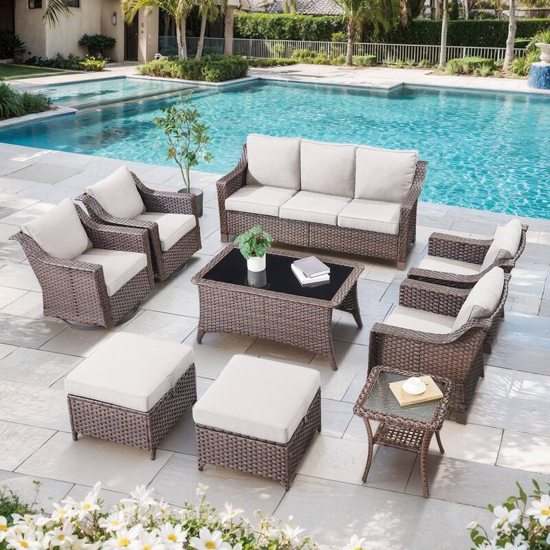 Wicker Outdoor Swivel Rocker Patio Chairs