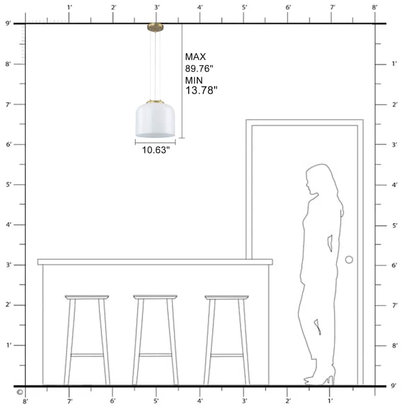 Single Light LED Pendant with Milky White Glass Shade Dimmable Modern