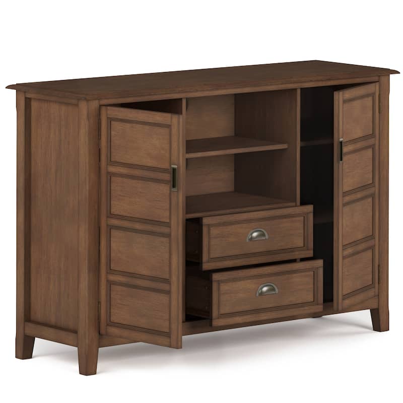 WYNDENHALL Portland SOLID WOOD 54 inch Wide Transitional TV Media Stand For TVs up to 60 inches - 54"w x 17.5"d x 36" h