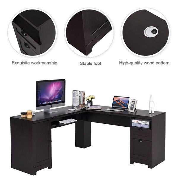Shop Costway L Shaped Corner Computer Desk Writing Table Study