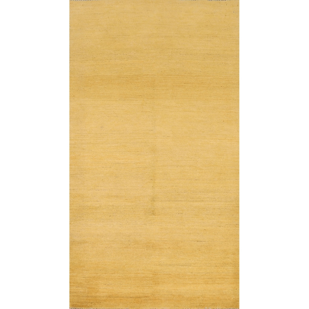 Yellow Gabbeh Oriental Runner Rug Hand-Knotted Wool Carpet - 3'4"x 6'8"