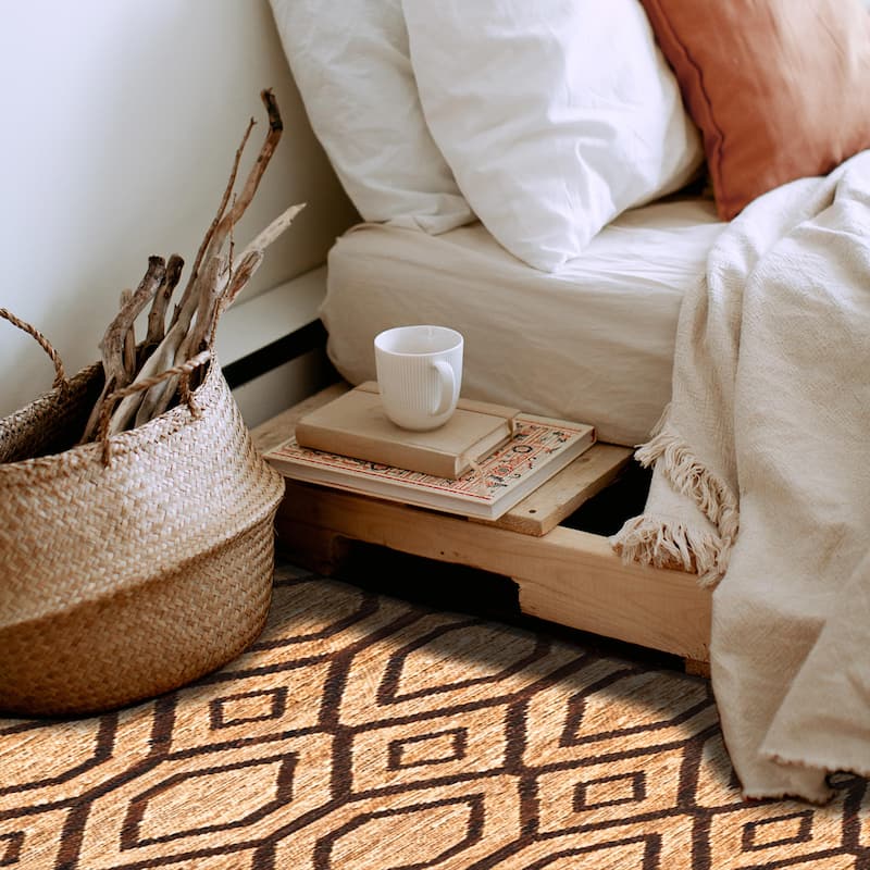 ECARPETGALLERY Braided Weave Palas Denizli Tan Hemp, Jute, Leather Rug - 5'2 x 7'6