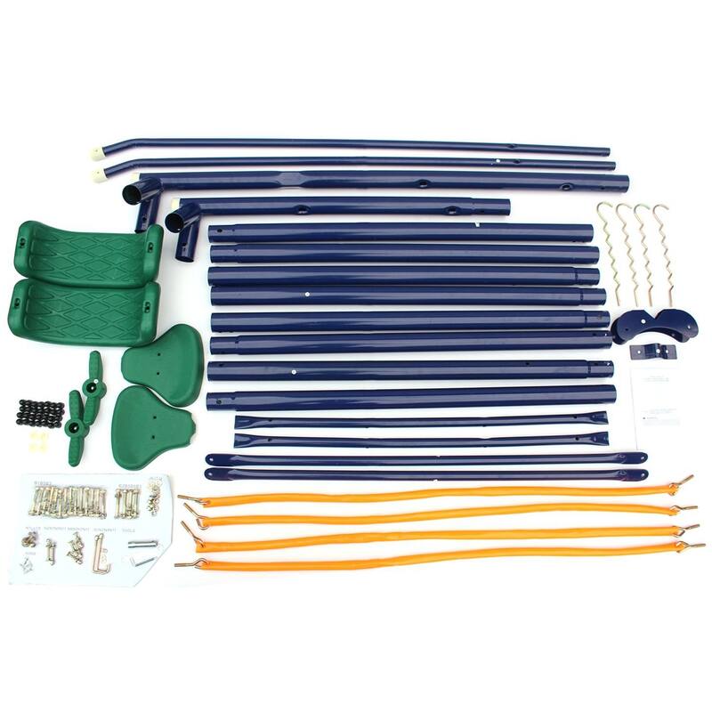 Blue-Green Metal Steel Kids Swing Set with 4 Swings and Weather-Resistant Frame - 119" x 74" x 73"