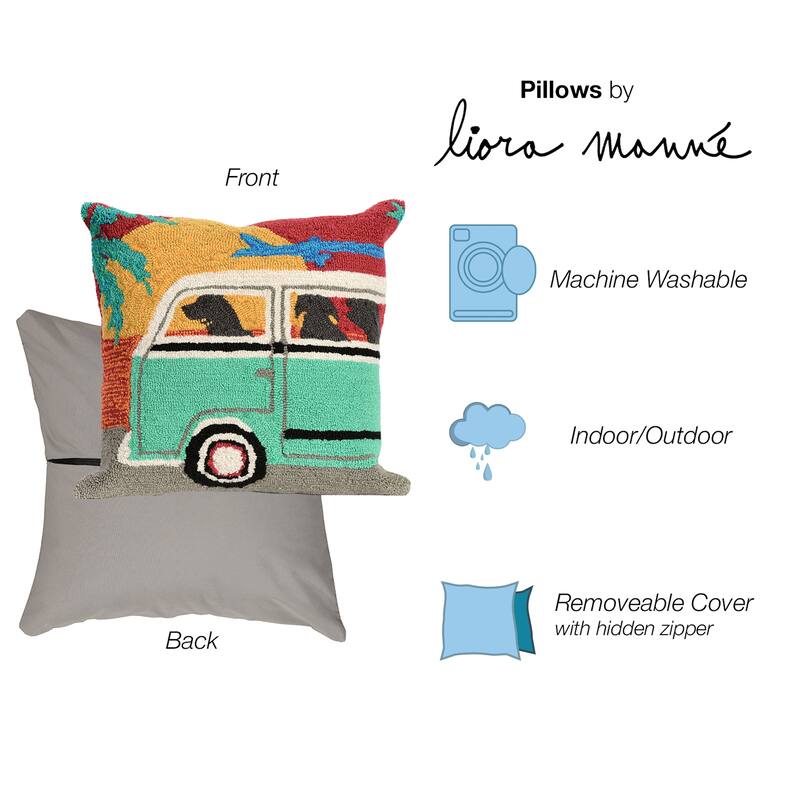 Liora Manne Frontporch Beach Trip Indoor/Outdoor Pillow Sunset 18" Square