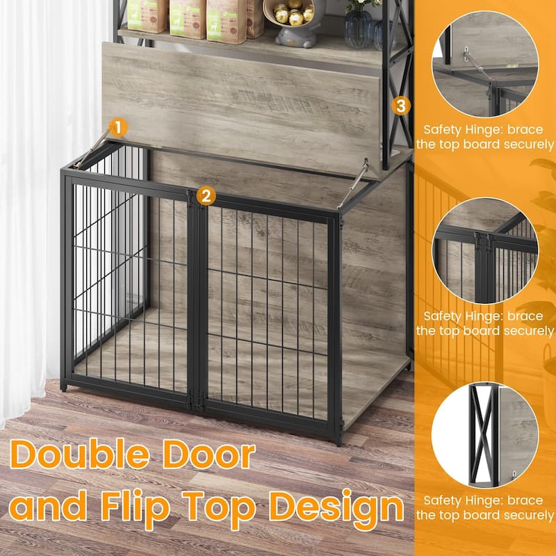 42.5 Inch Dog Crate Furniture with Shelves