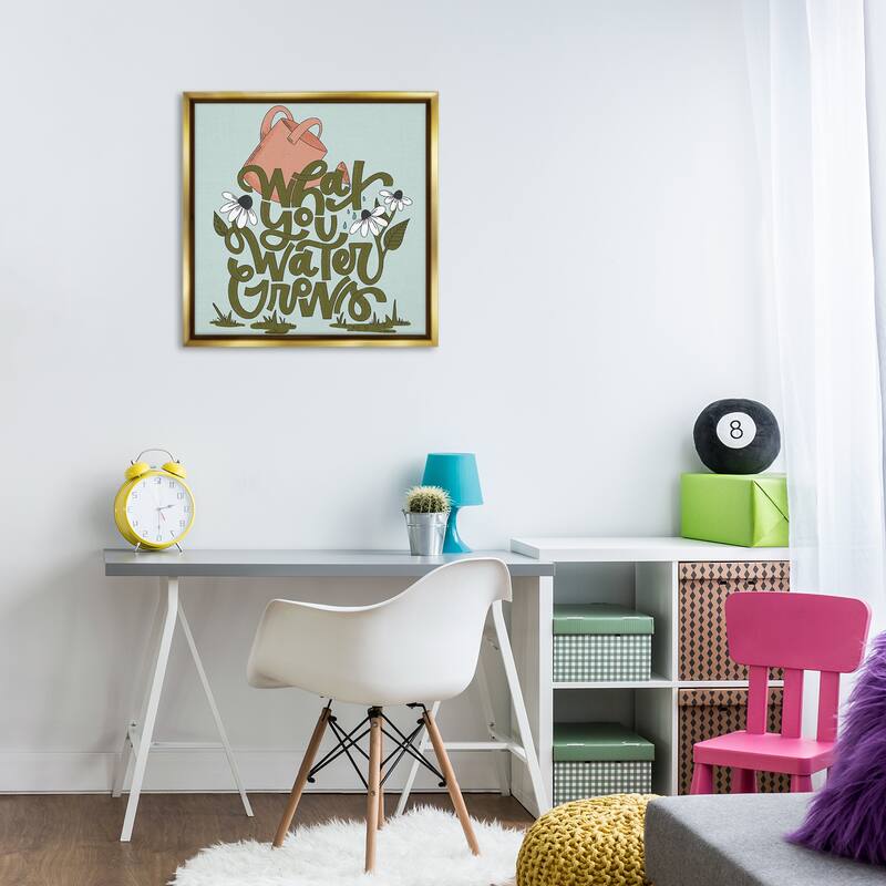 Stupell What You Water Grows Framed Floater Canvas Wall Art Design By Sarah Hickman