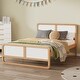 preview thumbnail 2 of 6, Queen Size Solid Wood Platform Bed with White Headboard, Modern Design, No Box Spring Required