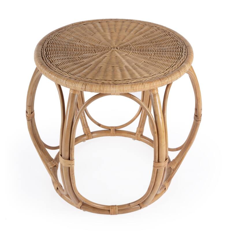 HomeRoots 24" Natural Rattan Round Drum End Table - 28.00 in. x 24.00 in. x 28.00 in.