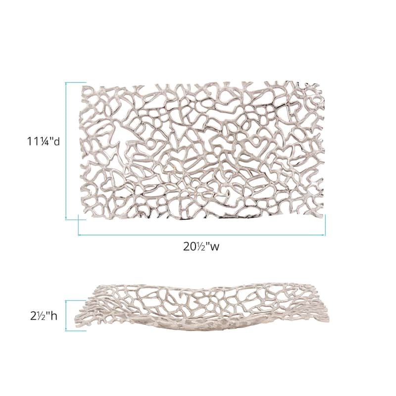 Allan Andrews Silver Aluminum Branch Tray - 20.1/2"w x 11.1/4"d x 2.1/2"h