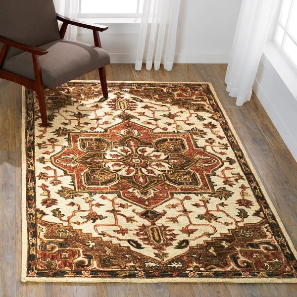 Alexander Home Madeline Medallion Handhooked Wool Star Area Rug On