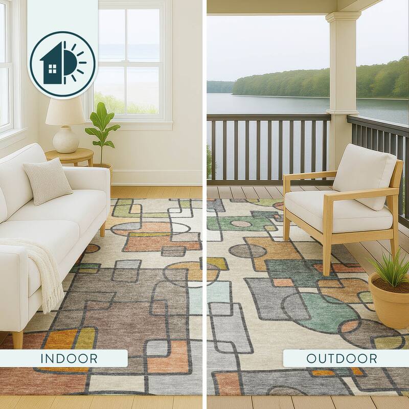 Machine Washable Indoor/ Outdoor Contemporary Prenner Chantille Rug