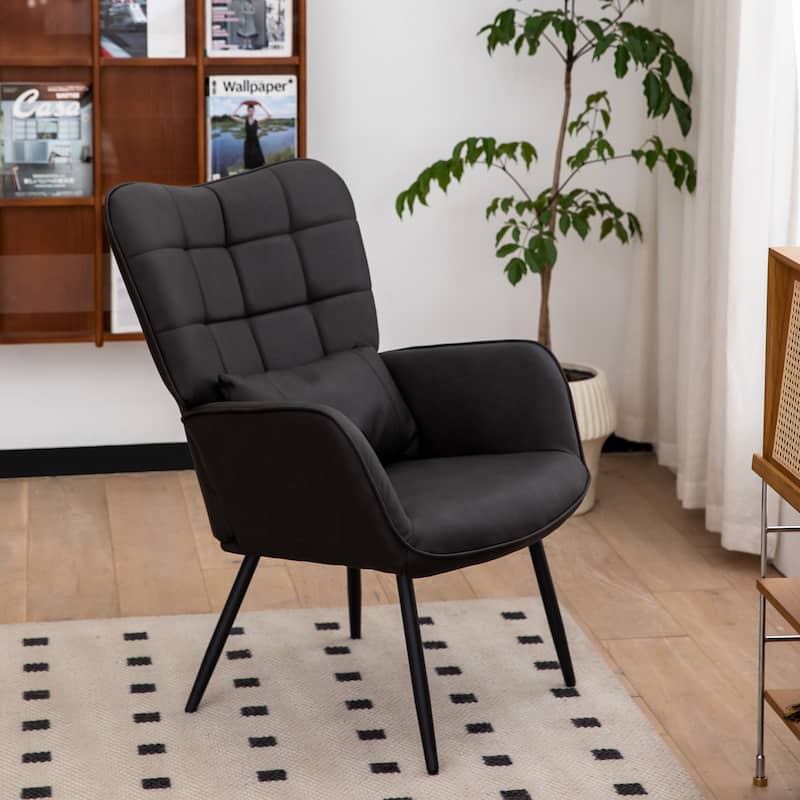 Modern 27.4" High Back Upholstered Arm Chair with Metal Legs and Soft Padded