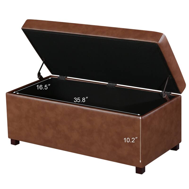 Adeco Rectangle Storage Ottoman Bench for Living Room Bedroom