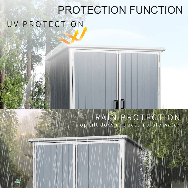 5 x 3FT Waterproof Resin Shed for Outdoor Storage, Lockable Doors - 5x3FT
