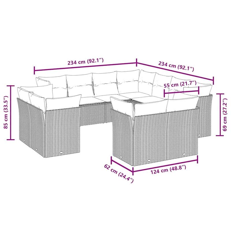 vidaXL Garden Sofa Set Black