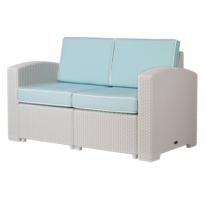 Magnolia Resin All-Weather Loveseat with Cushions - White