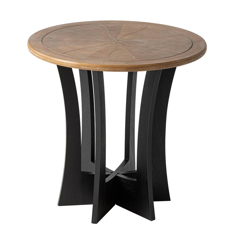 COZAYH Farmhouse Round End Table with Criss-Cross Wood Legs, Rustic French Country Side table for Dinning or Living Room