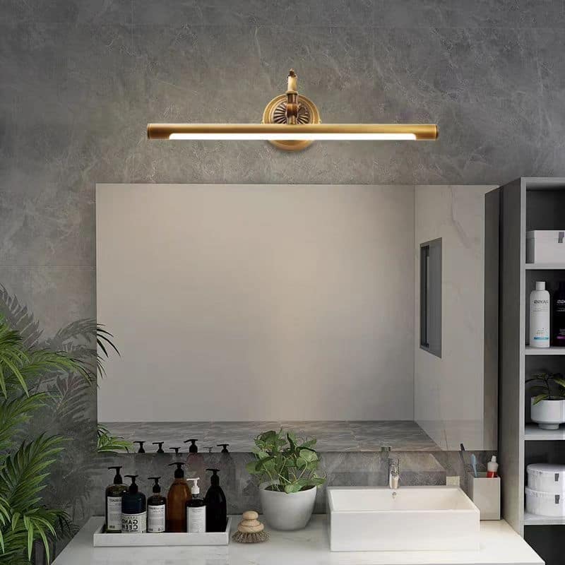 17 in Sculptural Antique Brass LED Vanity Light - 17 in