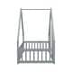preview thumbnail 8 of 7, Twin Pine Wood House-Shaped Floor Bed Frame with Fence & Guardrails