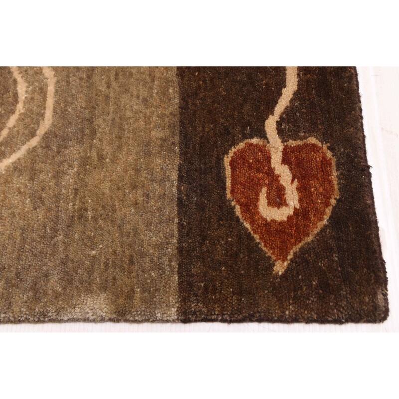 ECARPETGALLERY Hand-knotted Opulence Dark Brown Wool Rug - 2'7 x 9'11