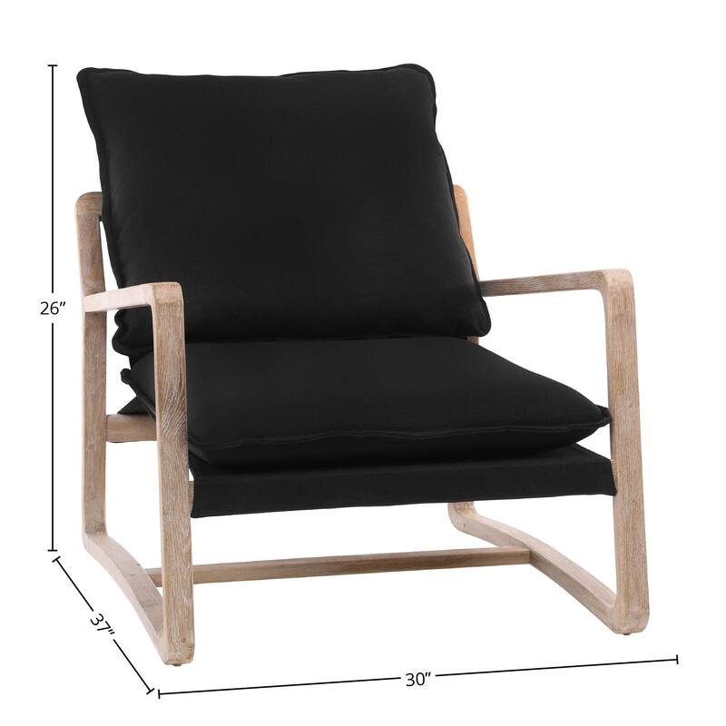 Axel Modern Cotton Upholstered Lounge Occasional Chair, Natural Oak and Cream