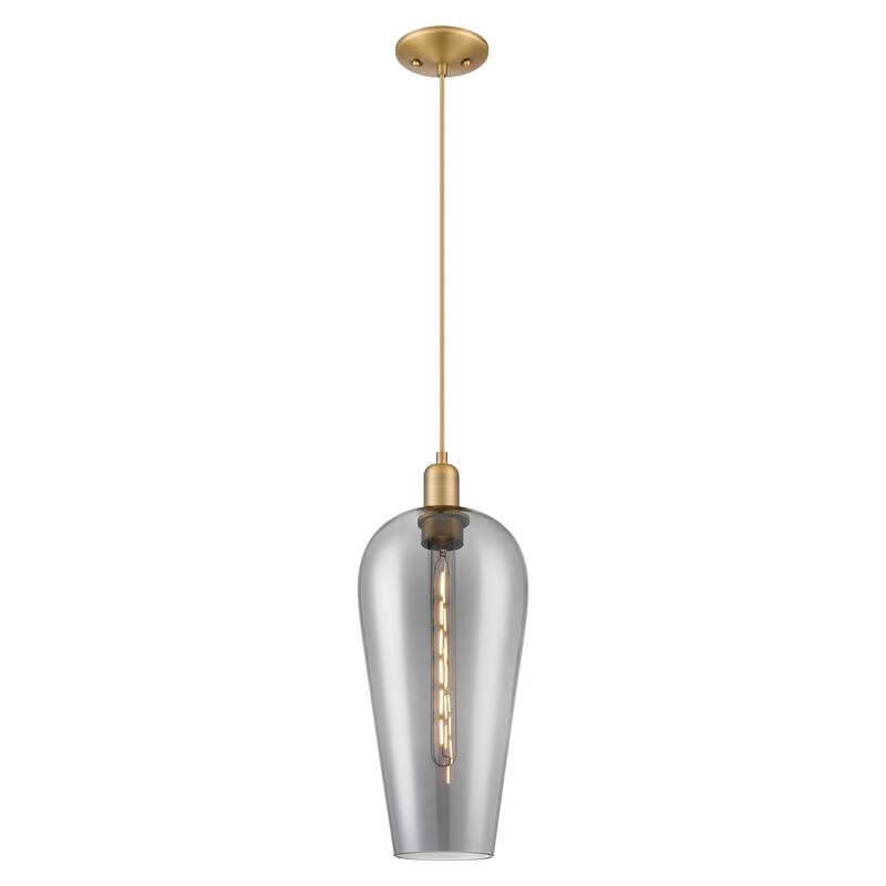 Innovations Lighting Downtown Urban - Chelsea - 1 Light 8" Cord Hung Mini Pendant - Brushed Brass/Light Smoke