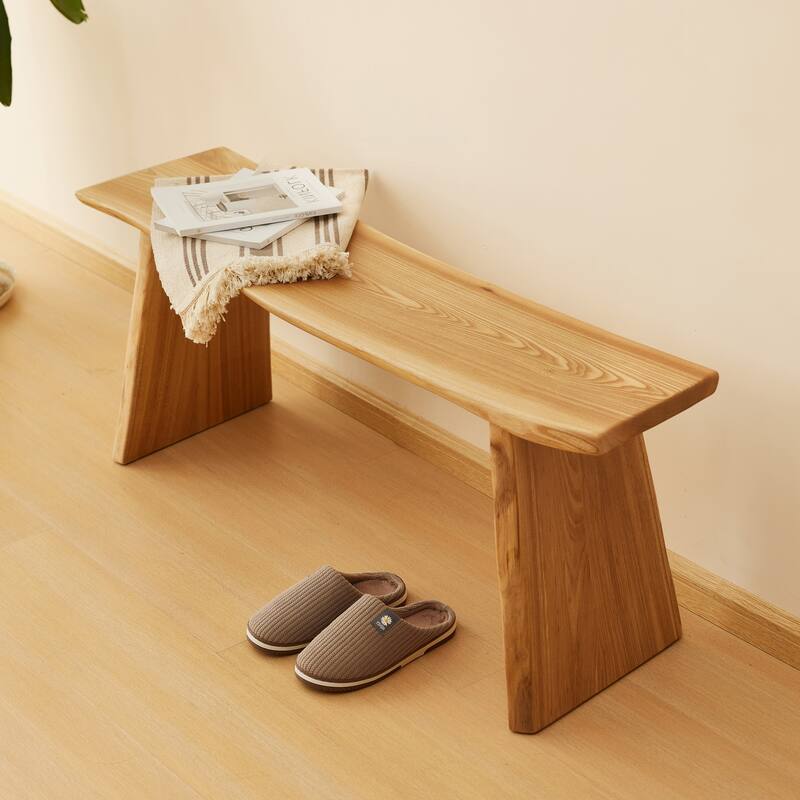 Live Edge Wood Entryway Bench, Rustic Dining Bench, Natural Finish - 47.5"L x12"W - Oak