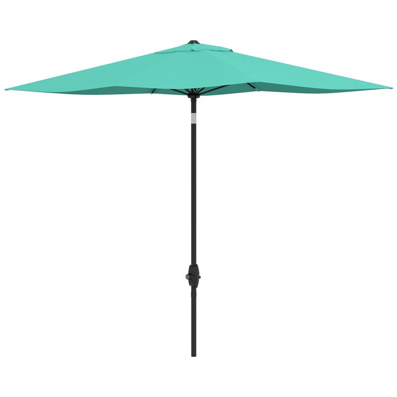 Rectangular Market Umbrella, Patio Outdoor Table Umbrella with Crank and Push Button Tilt, for Garden Backyard Pool Blue Teal