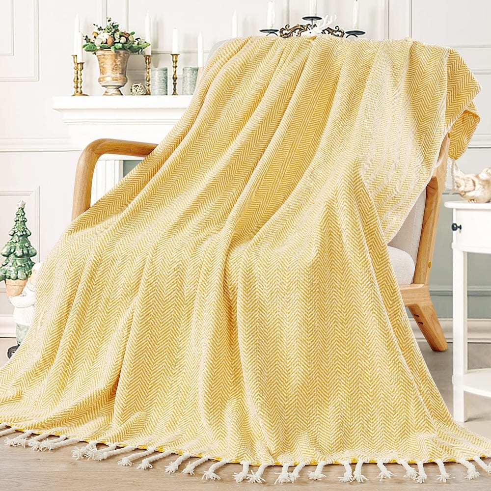 Extra Cozy Chevron Knit Throw Super Soft Knitted Blanket for Couch