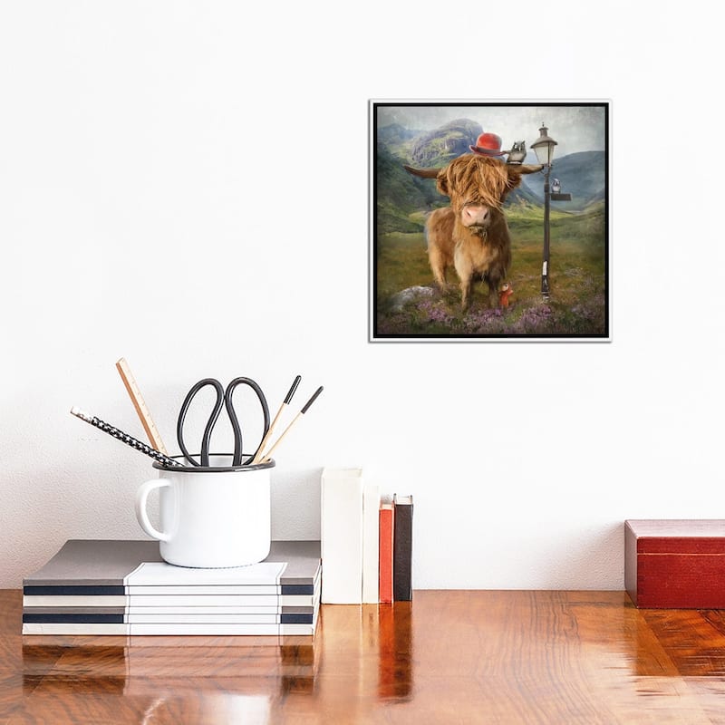 iCanvas "Highland Cow" by Matylda Konecka Framed Canvas Print