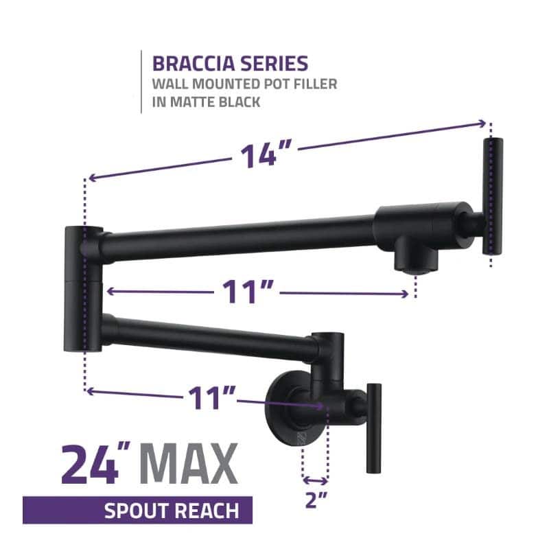 GIVINGTREE Farmhouse Wall Mount Pot Filler kitchen Faucet - 18.3" x 13.5"