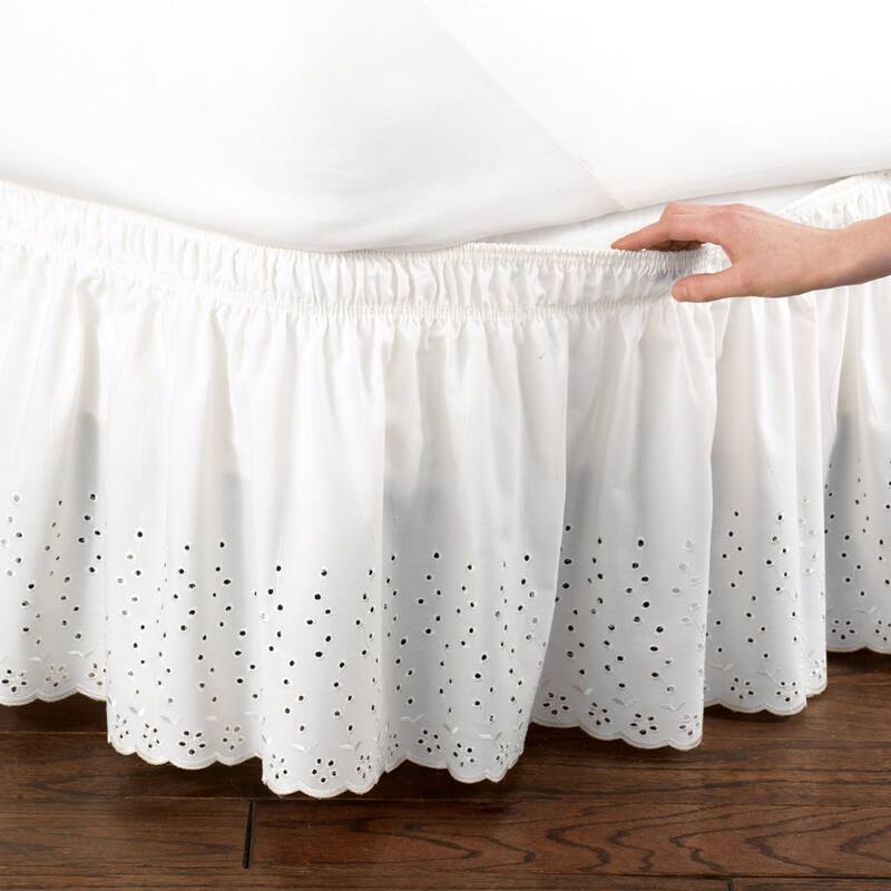 Eyelet Bedskirt Ruffle - White - Twin/Full