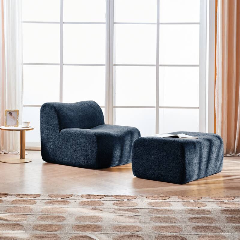 Comfortable and Space-Saving Single Foam Compression Sofa Chair with Footrest + Pillow