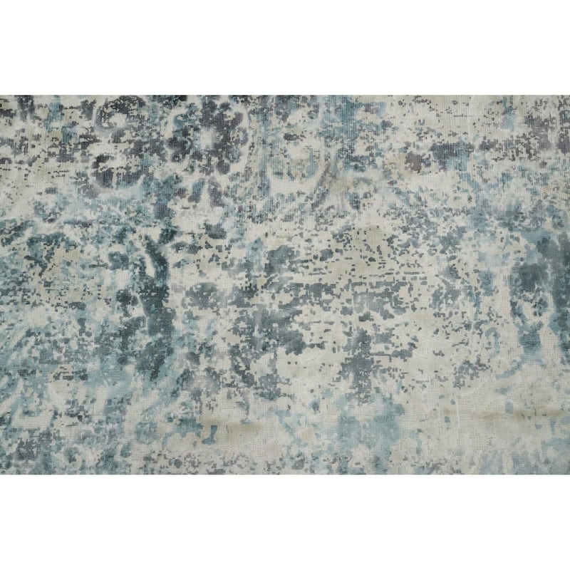 Hand Knotted Oriental Viscose Silk Carpet Modern Pictorial Multi-Colored Abstract Area Rug - 9' 3'' X 5' 7''