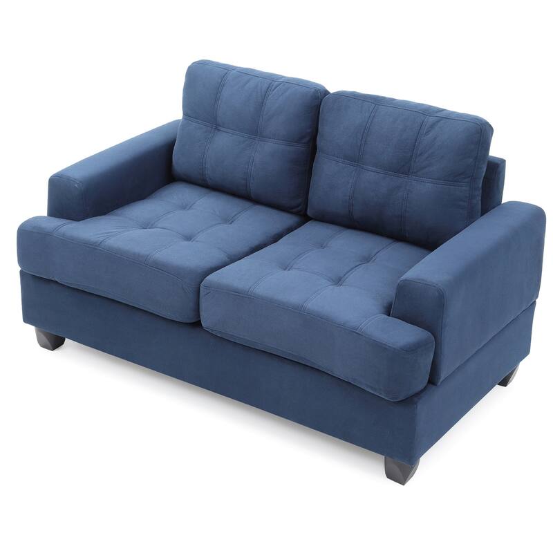 Flared Arm Microfiber Tufted Straight Sofa - 58" - Navy Blue