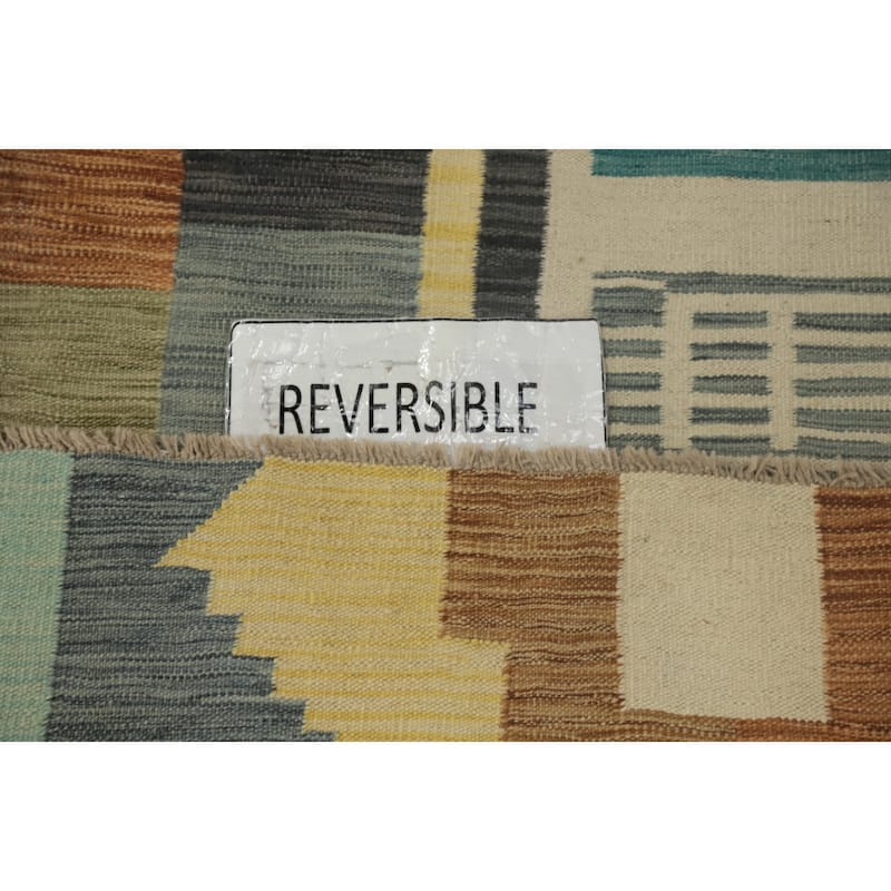 Hand Woven Oriental 100% Wool Carpet Southwestern Modern Multi-Colored Kilim Runner Rug - 6' 0'' X 2' 2''