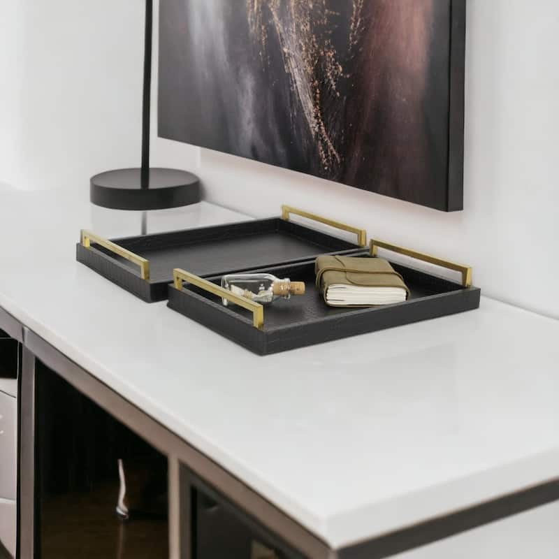 Lusan Black Vinyl Tray Set - Black