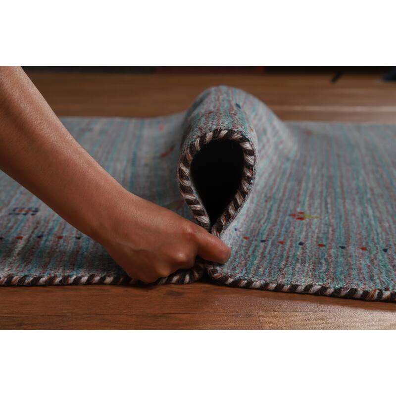 Hand Knotted Oriental 100% Wool Carpet Tribal Animal Pictorial Greys & Charcoal Gabbeh Area Rug - 5' 10'' X 3' 11''