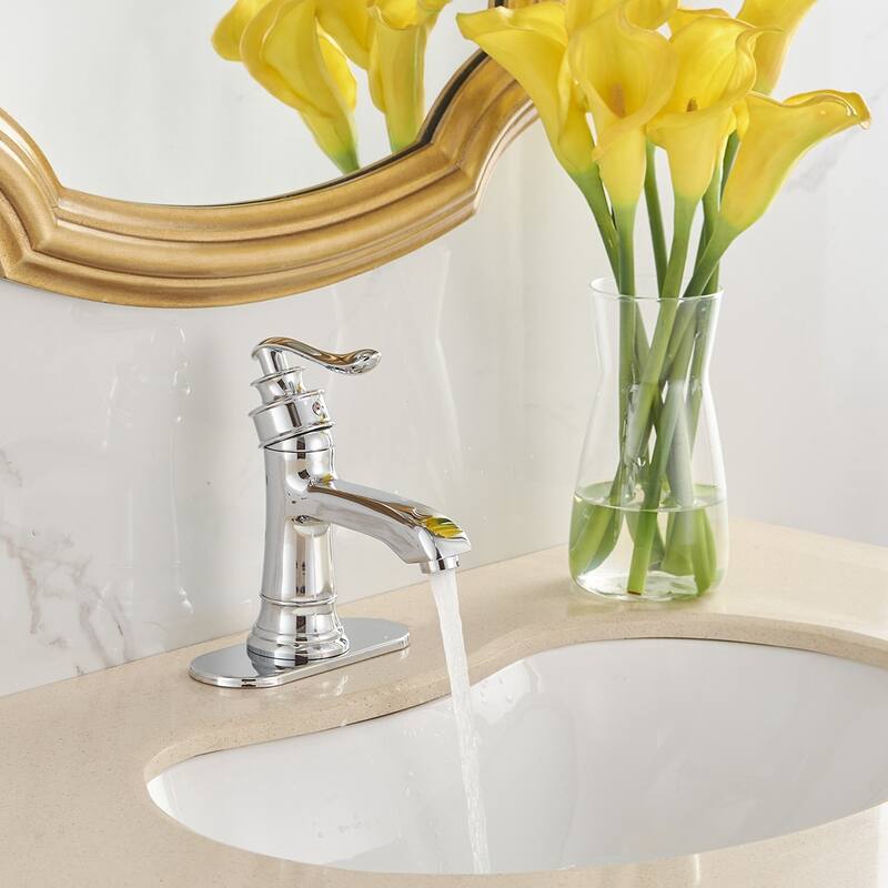 7.5 in Heigh Single Handle Chrome Bathroom Faucet - Spout height: 3.17inches Spout reach: 4.4 inches