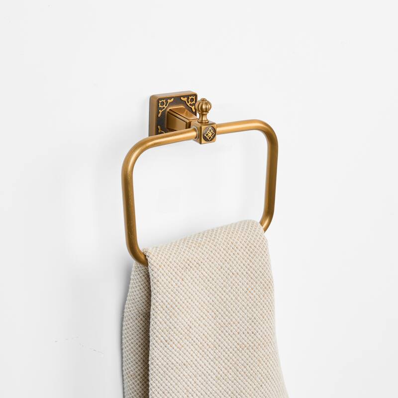 Rectangular Wall Mount Towel Ring Mid-Century Style  - 6.69'' H X 7.48'' W X 2.95'' D