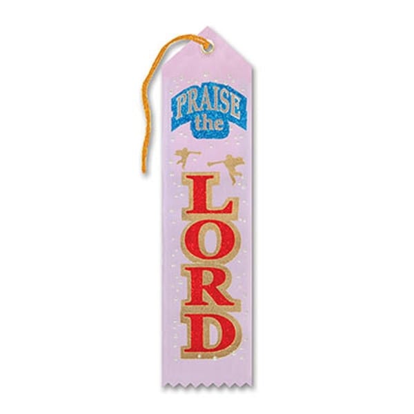 Pack of 6 Pink "Praise The Lord Award" Decorative Award Ribbon Bookmarks 8" - N/A