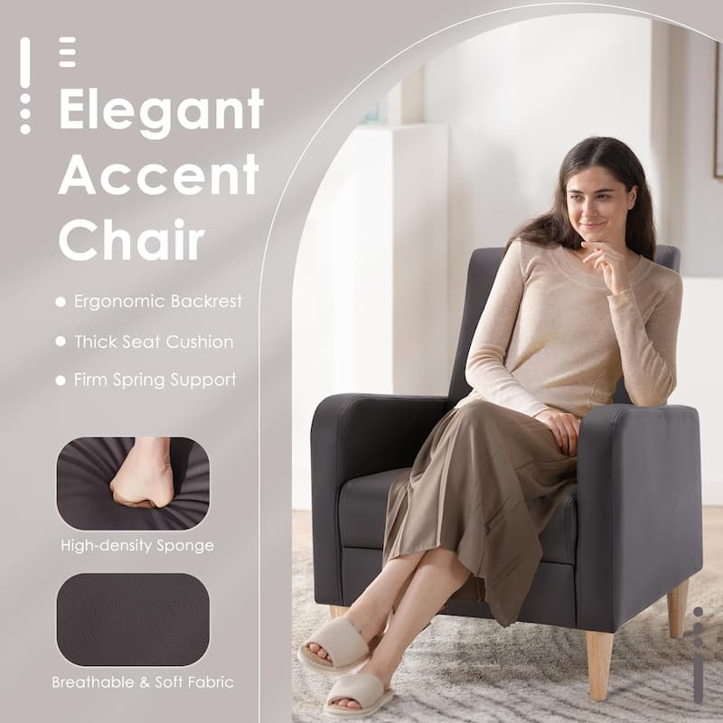 Fabric/Leather Modern Accent Chairs with Lounge Seat