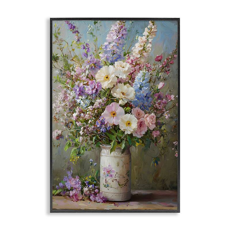 Stupell Flowers in Southern Country Vase Framed Giclee Art Design By Franklyn Gregory - 20 x 30 - Black