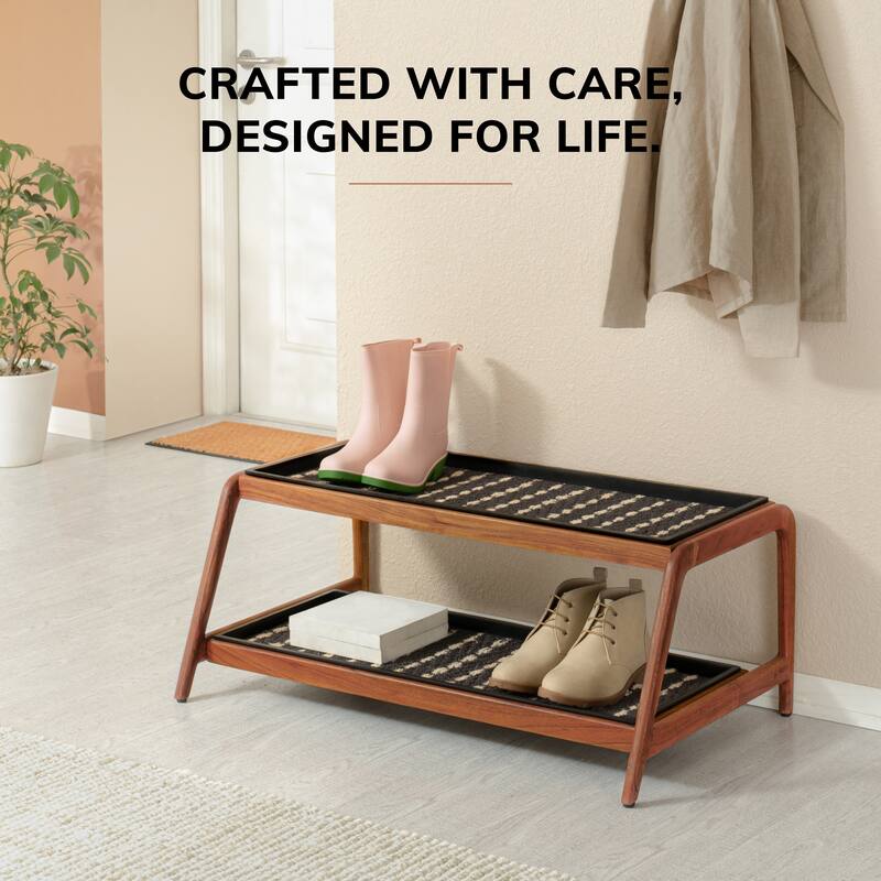 Jani Double-Tier Natural Stand 3-Pair Rubber Boot Trays